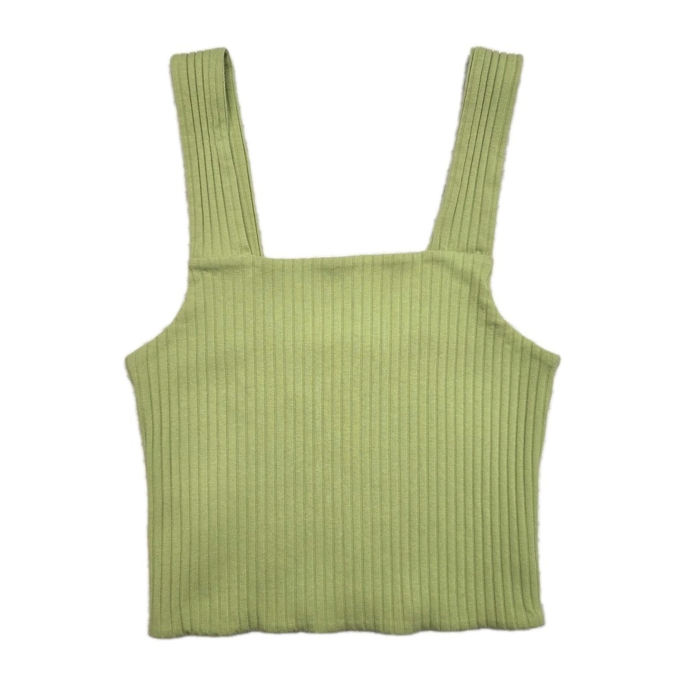 American Eagle Soft Sexy Cropped Ribbed Tank Top Square Neck Green Womens Medium